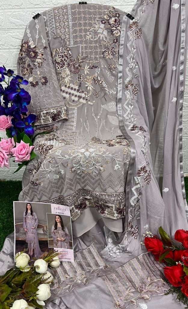 Zarqash Z-3015 Fox Georgette Pakistani Suits On Wholesale