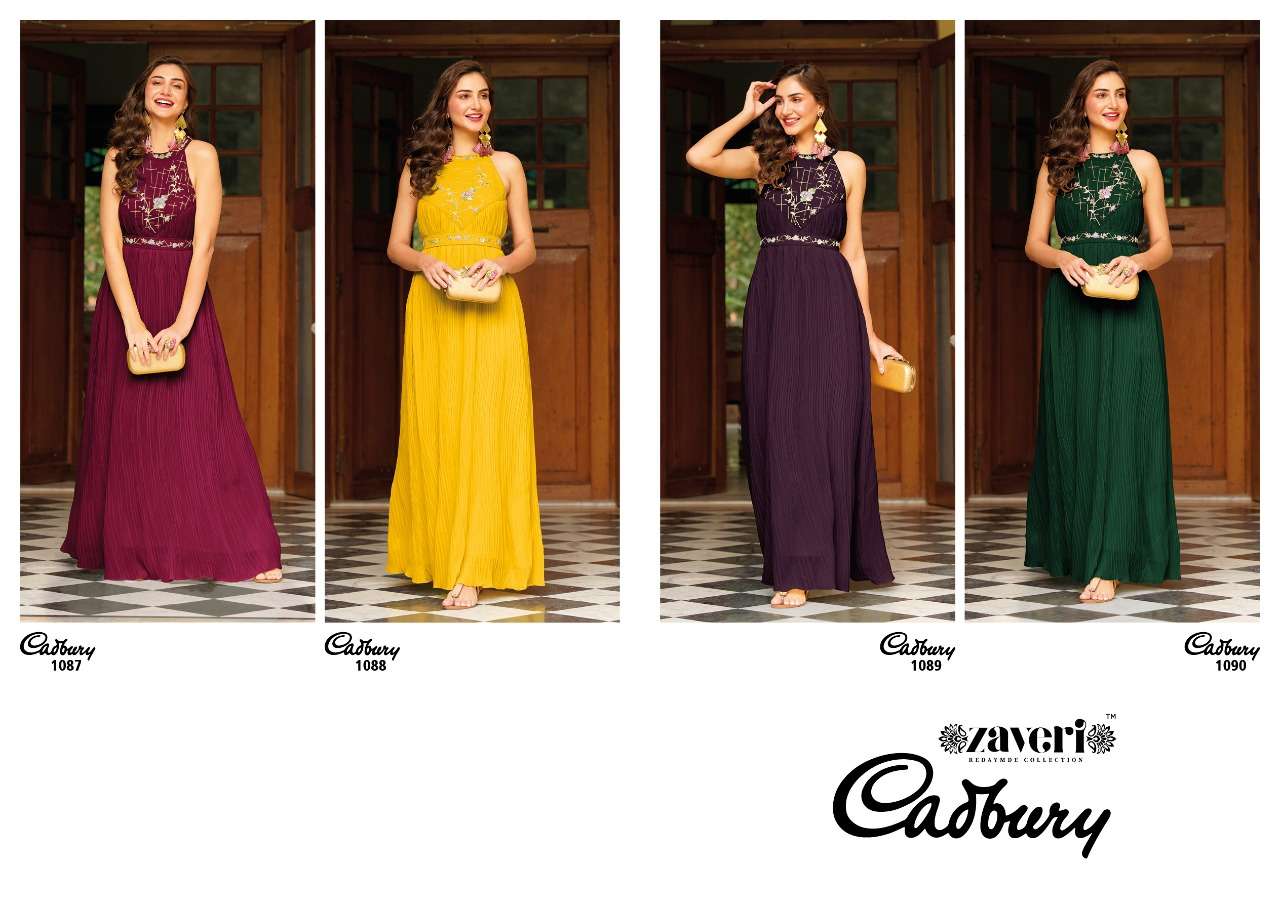 Zaveri Cadbury Party Wear Designer Long Kurti Collection On Wholesale