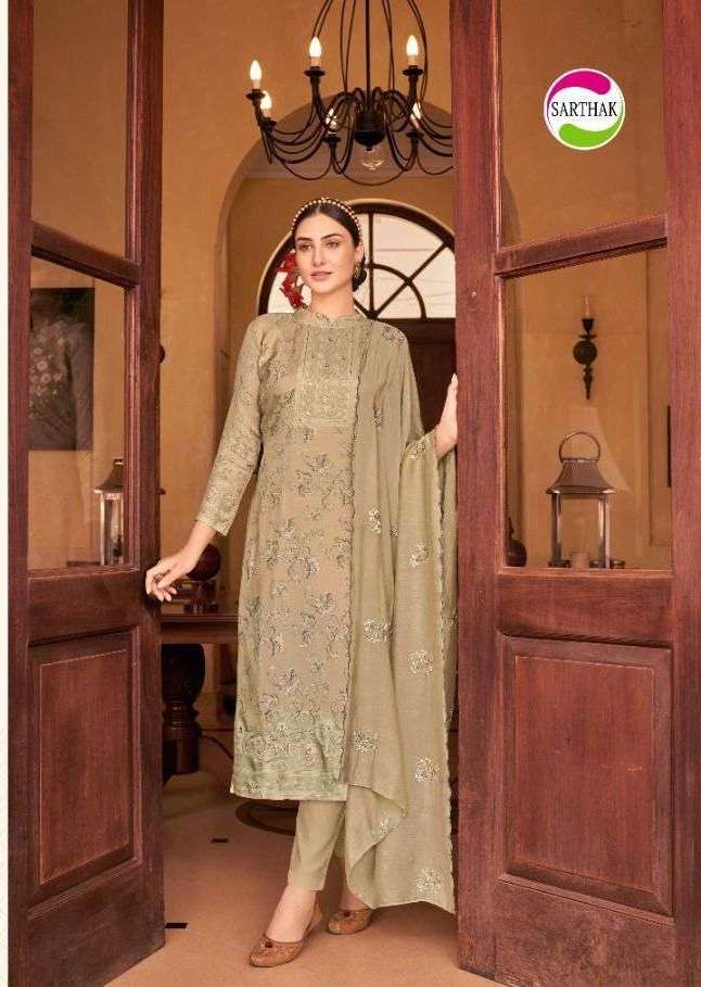 Ziba By Sarthak Silk Unstitched Salwar Suits On Wholesale