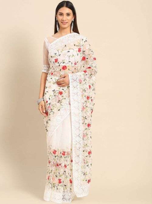 Ziva 14 Party Wear Designer Net Saree On Wholesale