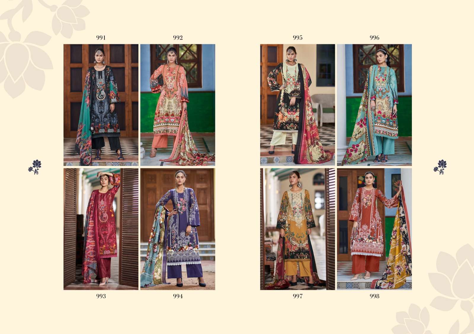   Kesari Fida Karachi Print Pure Lawn Cotton Dress Material On Wholesale