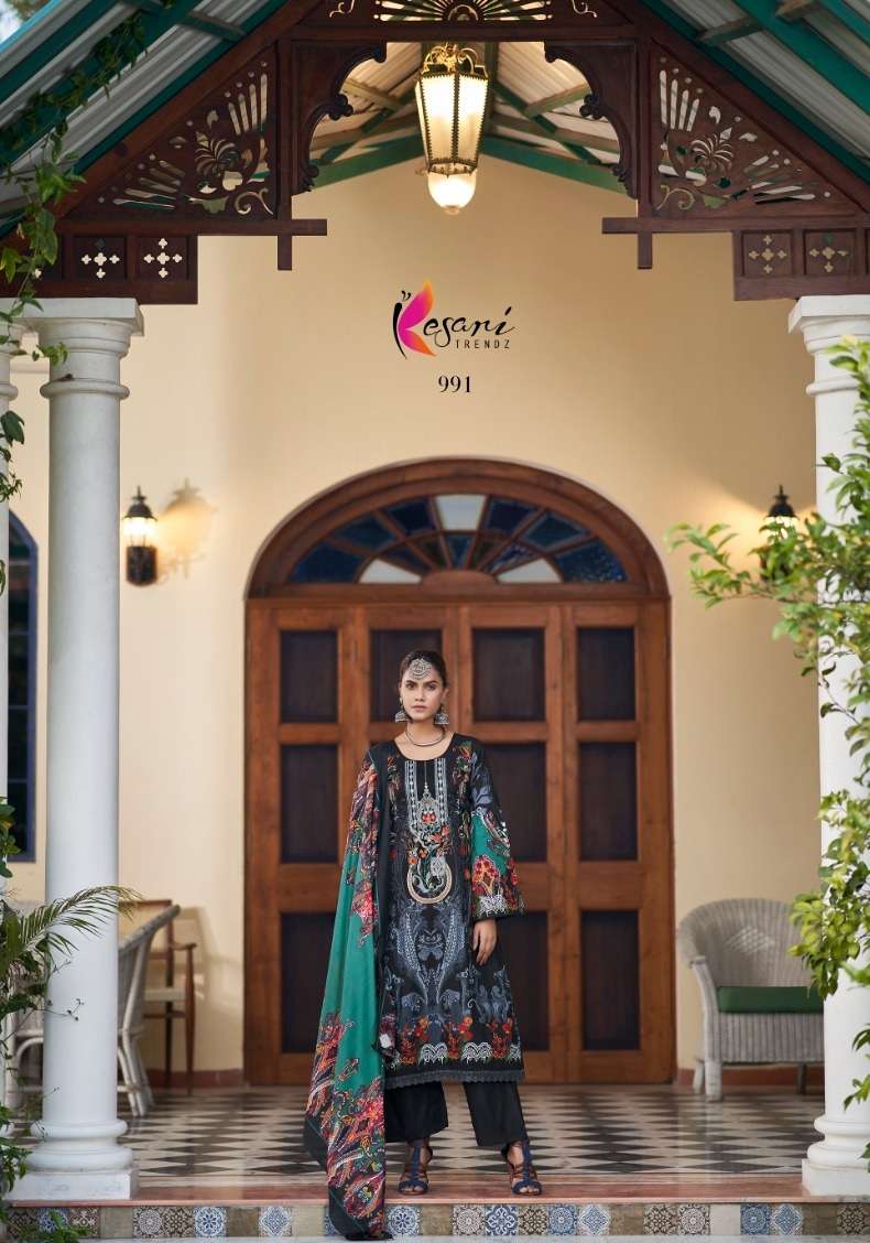   Kesari Fida Karachi Print Pure Lawn Cotton Dress Material On Wholesale