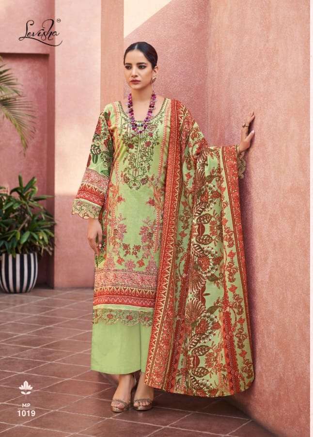  Levisha Mehefuz Vol 3 Satin Cotton Pakistani Print with Fancy Self Embroidery Designer Dress Material On Wholesale