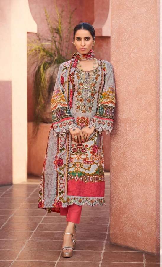  Levisha Mehefuz Vol 3 Satin Cotton Pakistani Print with Fancy Self Embroidery Designer Dress Material On Wholesale