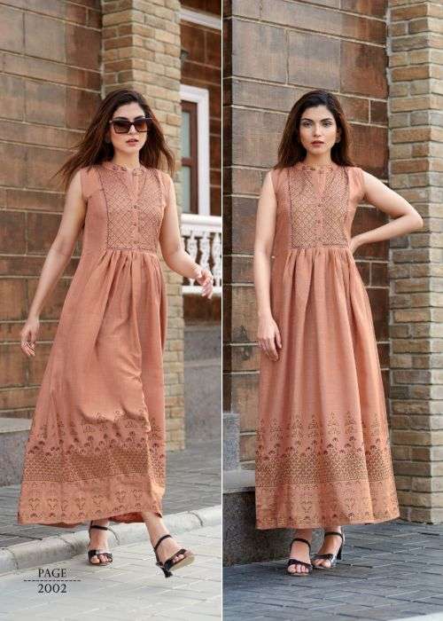  Rangjyot Charvi 2 Classic Wear Long Anarkali Kurti On Wholesale