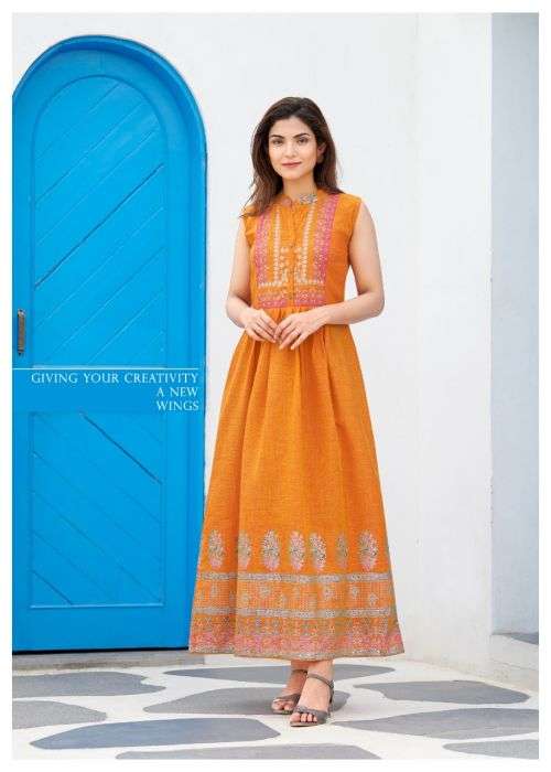  Rangjyot Charvi 2 Classic Wear Long Anarkali Kurti On Wholesale
