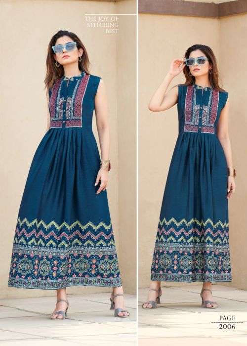  Rangjyot Charvi 2 Classic Wear Long Anarkali Kurti On Wholesale