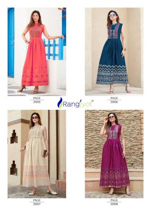  Rangjyot Charvi 2 Classic Wear Long Anarkali Kurti On Wholesale