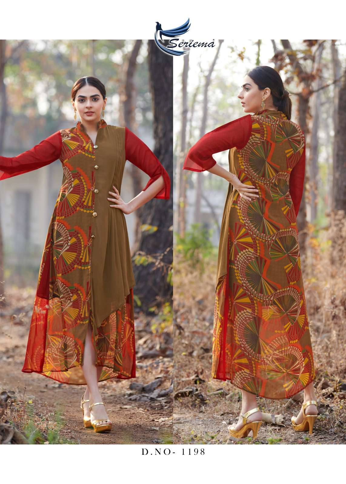 KAINAAT VOL 1 BY NEW GOLD NEW STYLE GOLD PRINT ANARKALI KURTI WITH KOTI -  Reewaz International | Wholesaler & Exporter of indian ethnic wear catalogs.