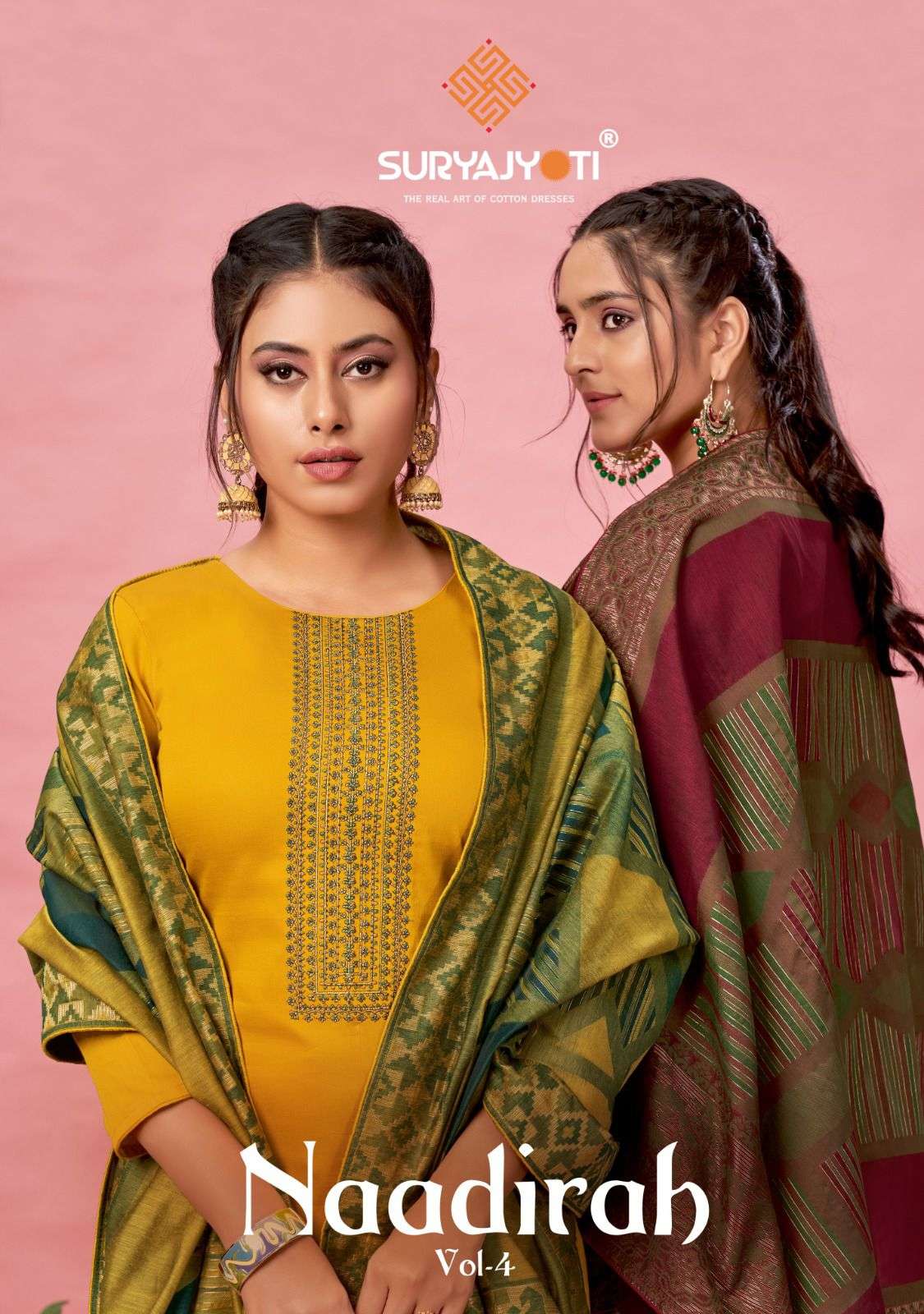  Suryajyoti Naadirah Vol-4 Pure Jaam Satin Cotton With Neck And Border Embroidery Work On Wholesale