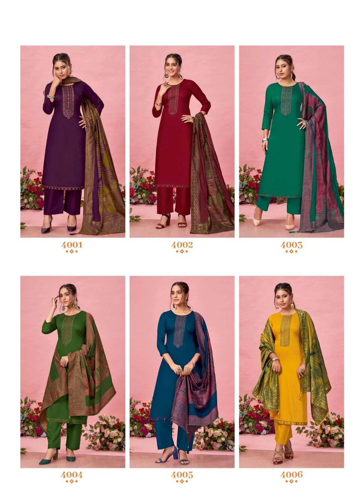  Suryajyoti Naadirah Vol-4 Pure Jaam Satin Cotton With Neck And Border Embroidery Work On Wholesale