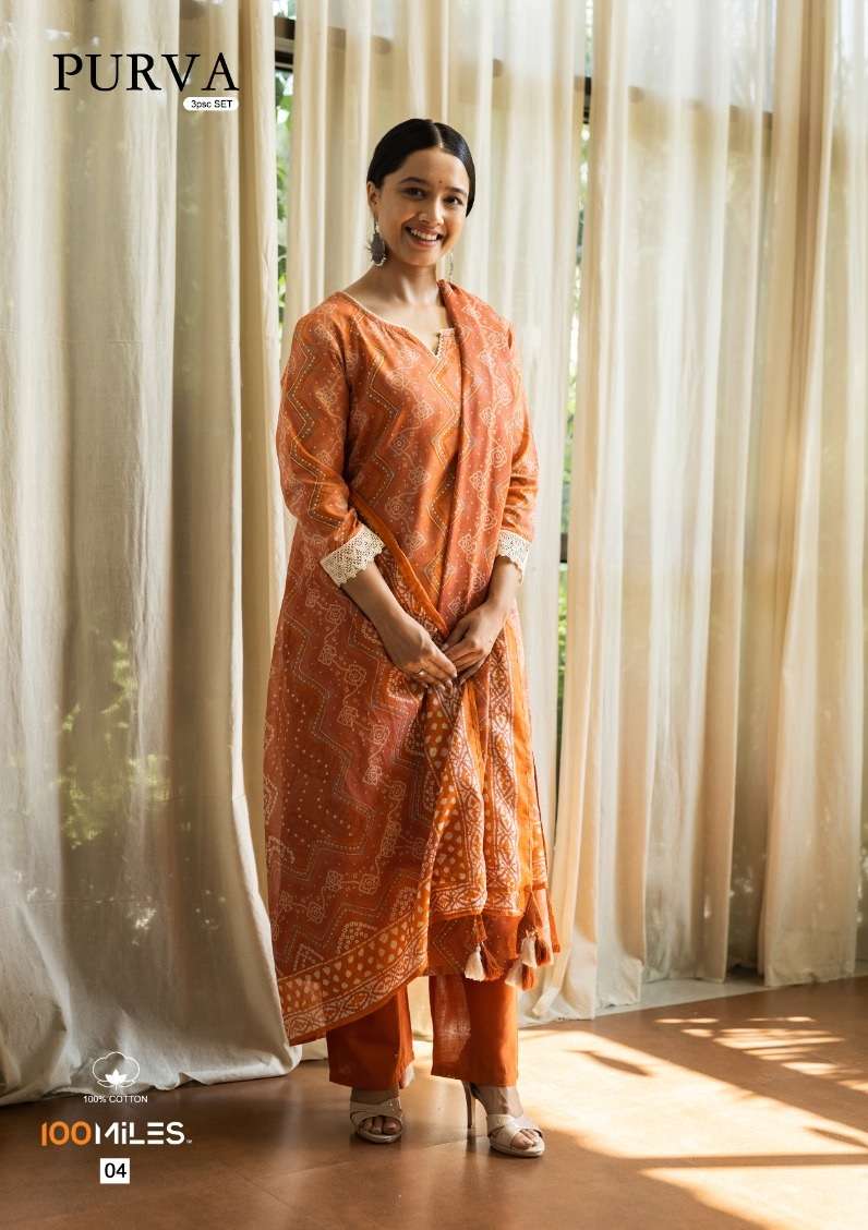 100 Miles Purva Fancy Pure Cotton Mal Foil Printed Kurti With Bottom Dupatta On Wholesale