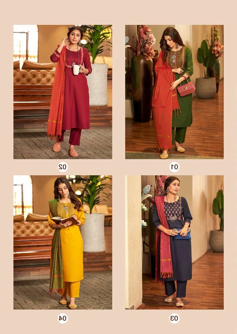 100Miles Divya Summer Collection Kurti Pant Dupatta On Wholesale