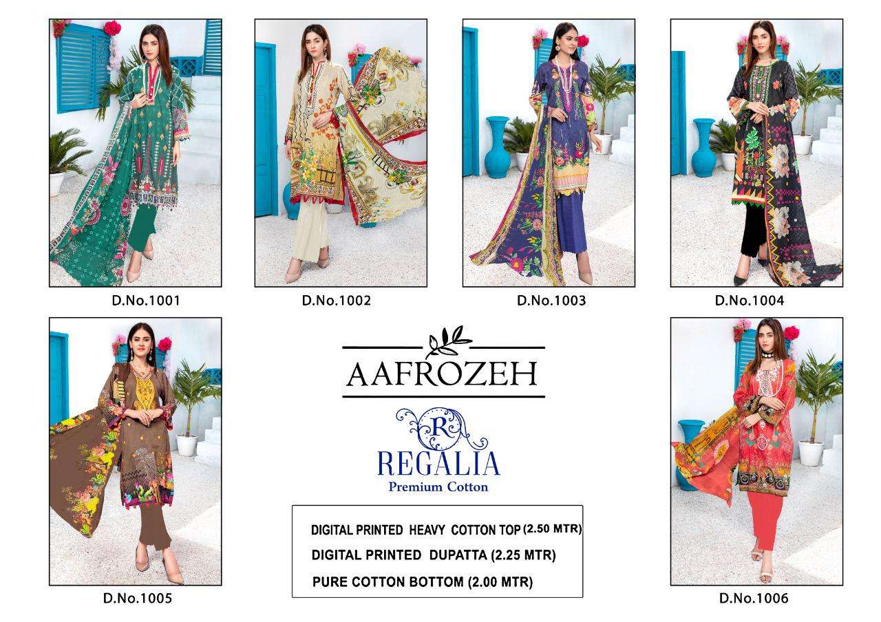 Aafrozeh Regalia Cotton Print Karachi Suits  On Wholesale