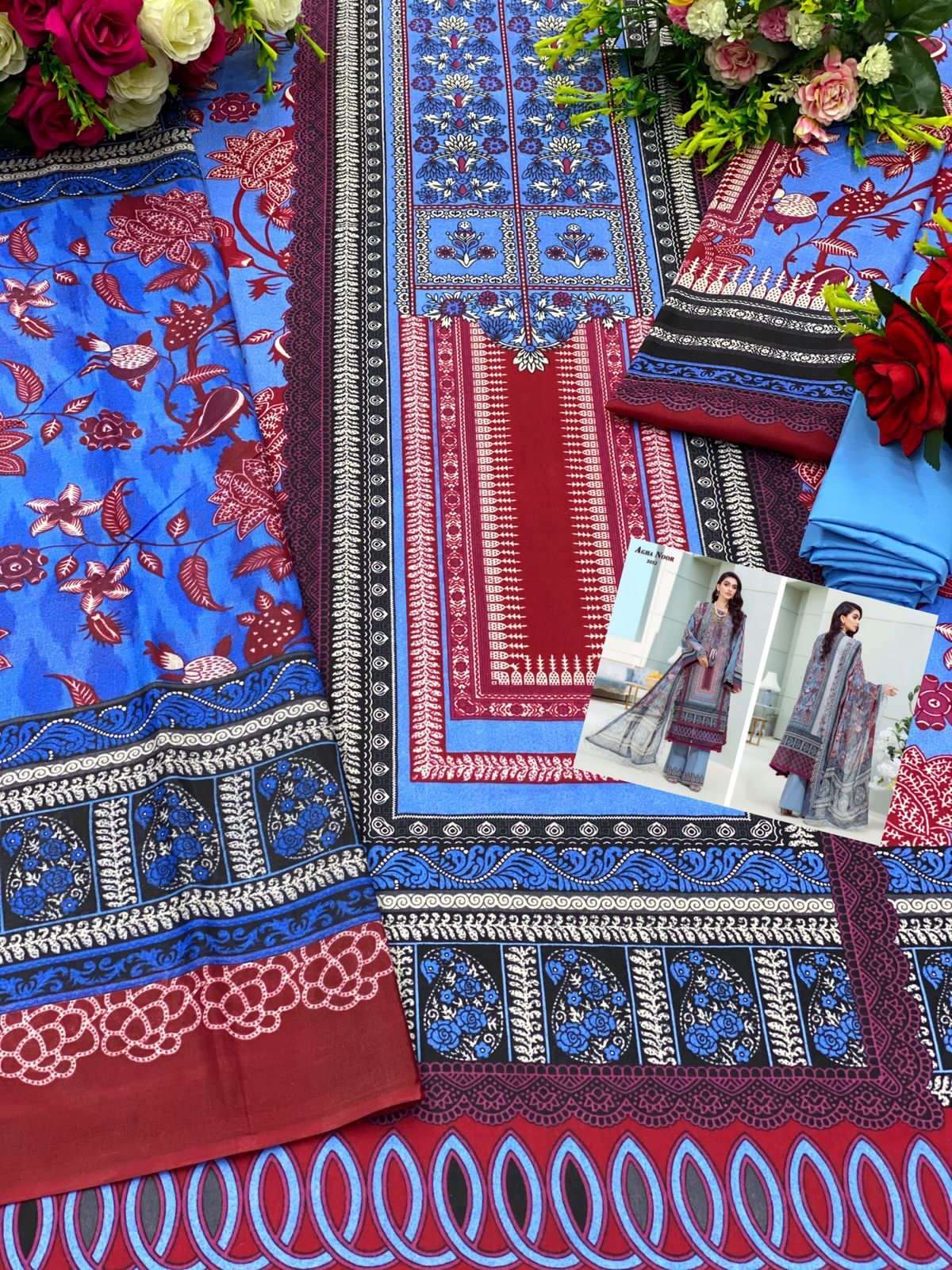 Agha Noor Vol 7 Heavy Luxury Lawn Cotton Printed Dress Materials On Wholesale