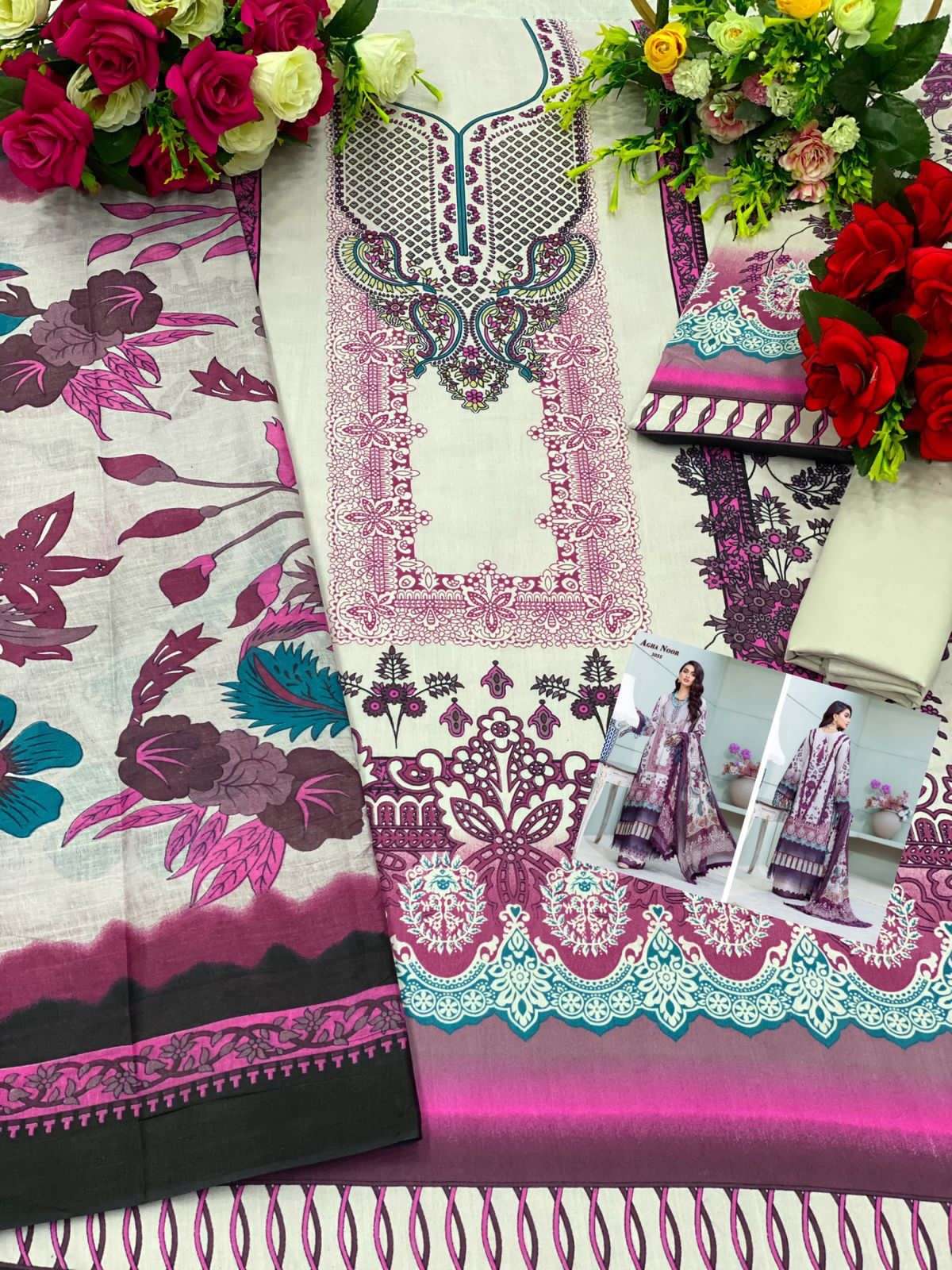 Agha Noor Vol 7 Heavy Luxury Lawn Cotton Printed Dress Materials On Wholesale