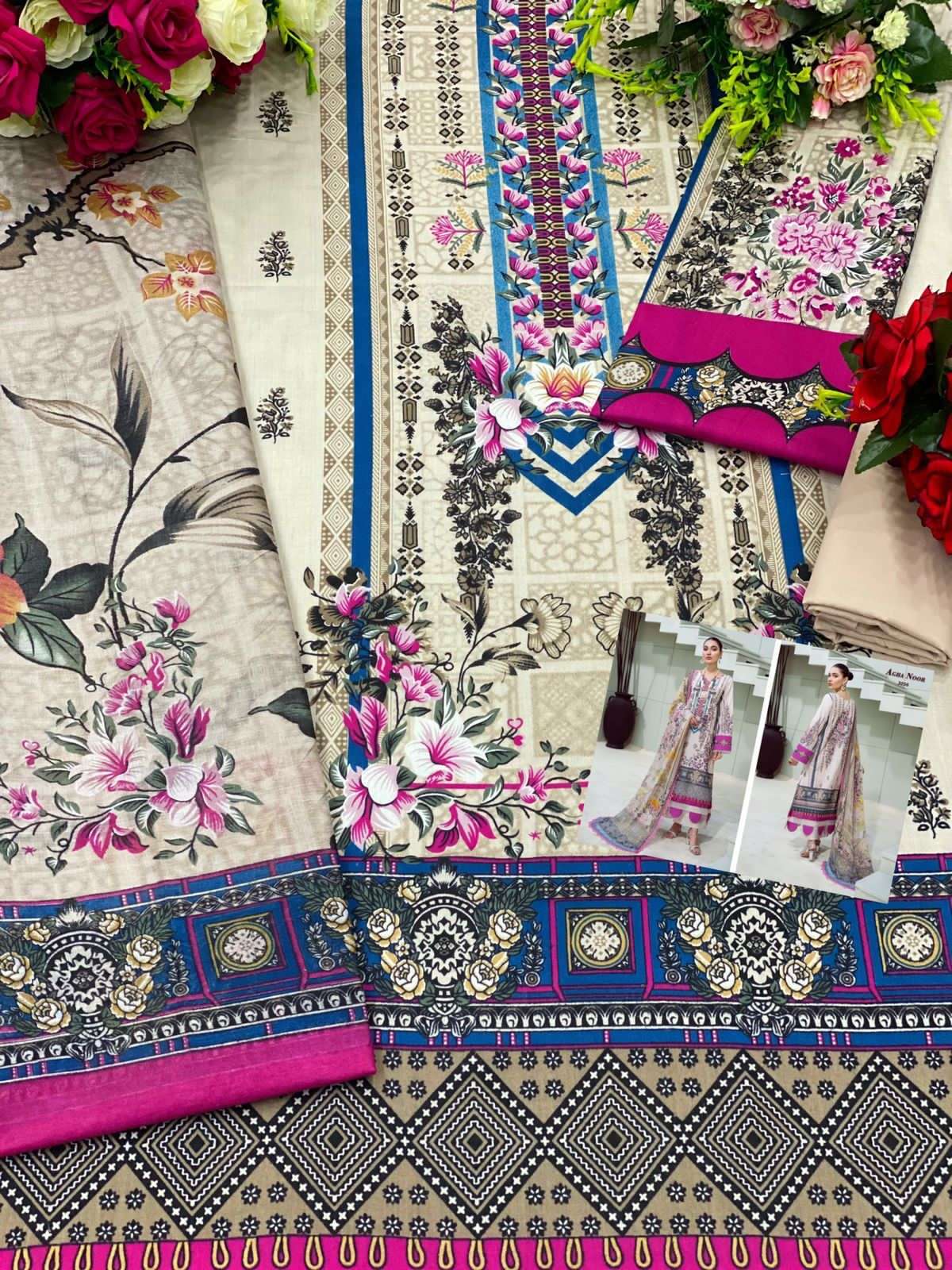 Agha Noor Vol 7 Heavy Luxury Lawn Cotton Printed Dress Materials On Wholesale