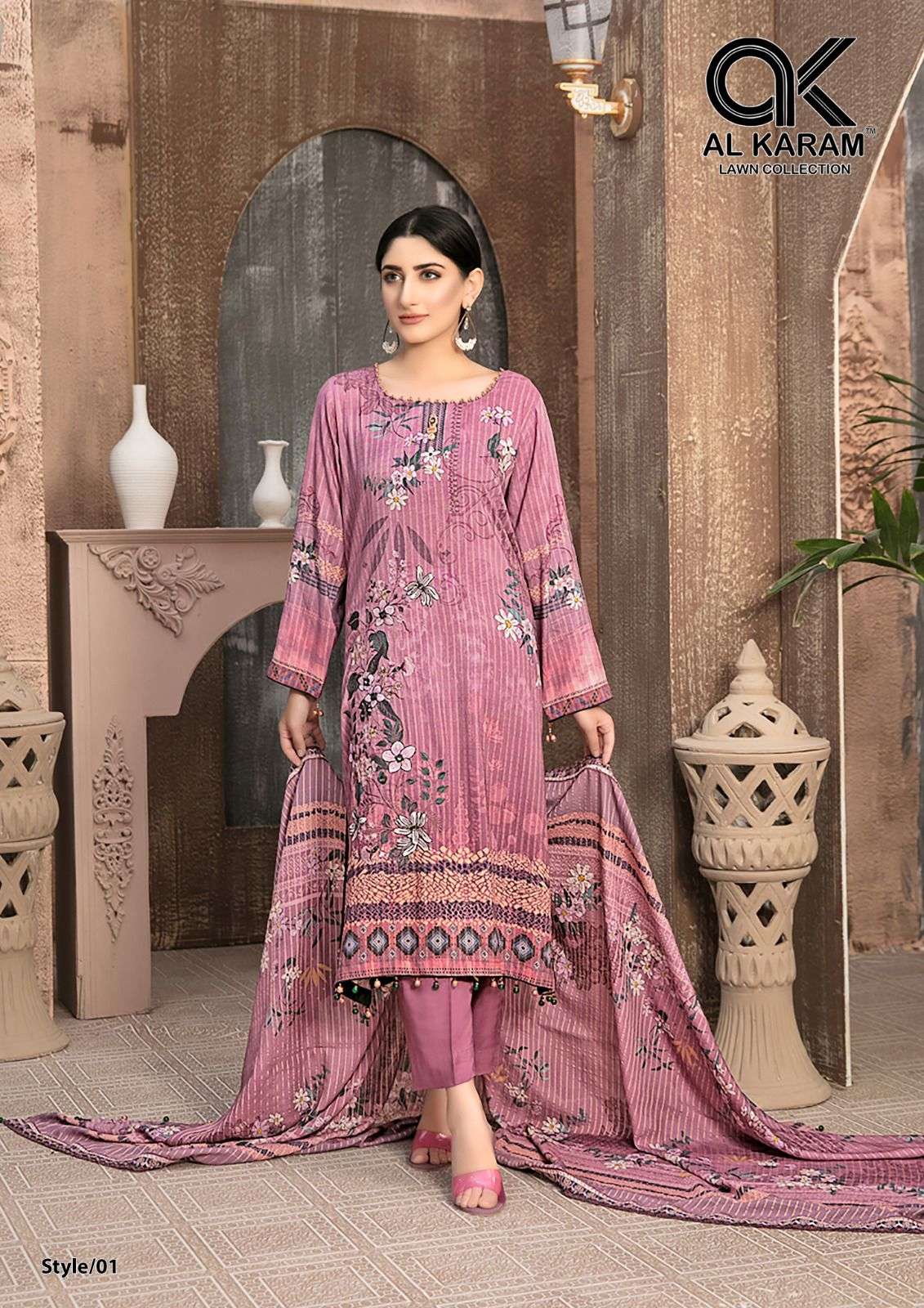 Al Karam Queen Court Nx Vol-2 Pure Cambric Cotton Printed Dress Materials On Wholesale