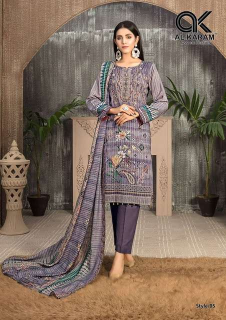 Al Karam Queen Court Nx Vol-2 Pure Cambric Cotton Printed Dress Materials On Wholesale