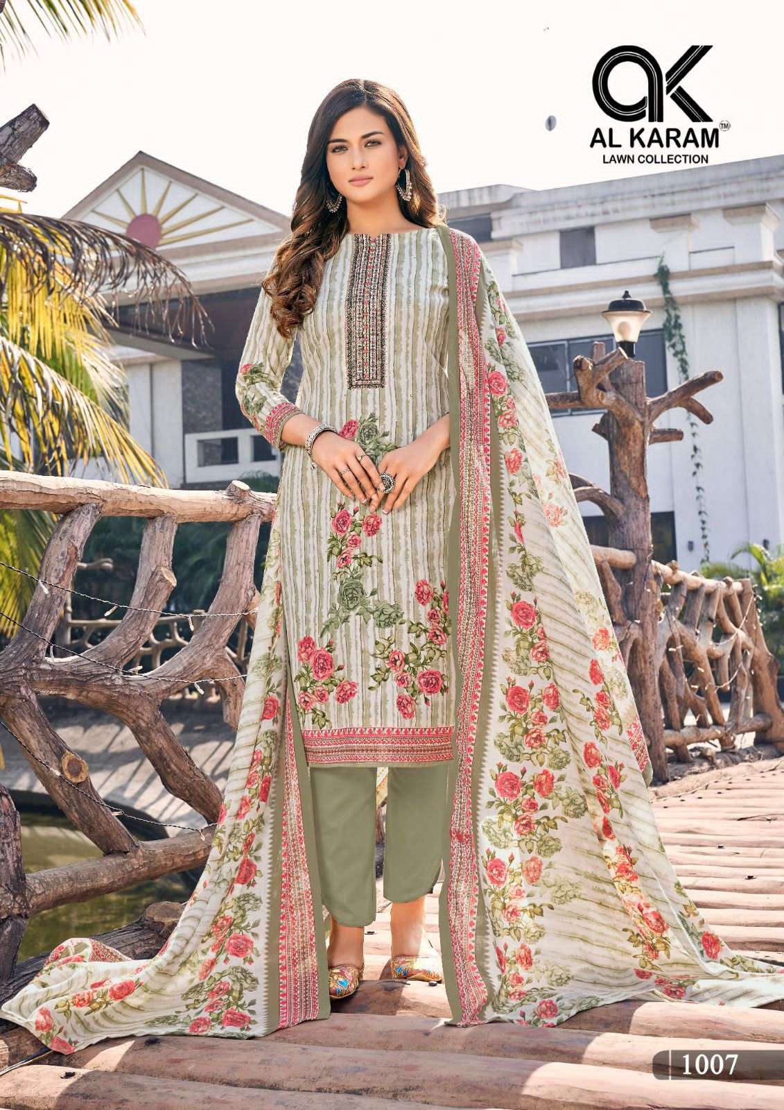 Al karam Shanaya Vol 1 Semi Lawn Cotton With Self Embroidery Work On Wholesale