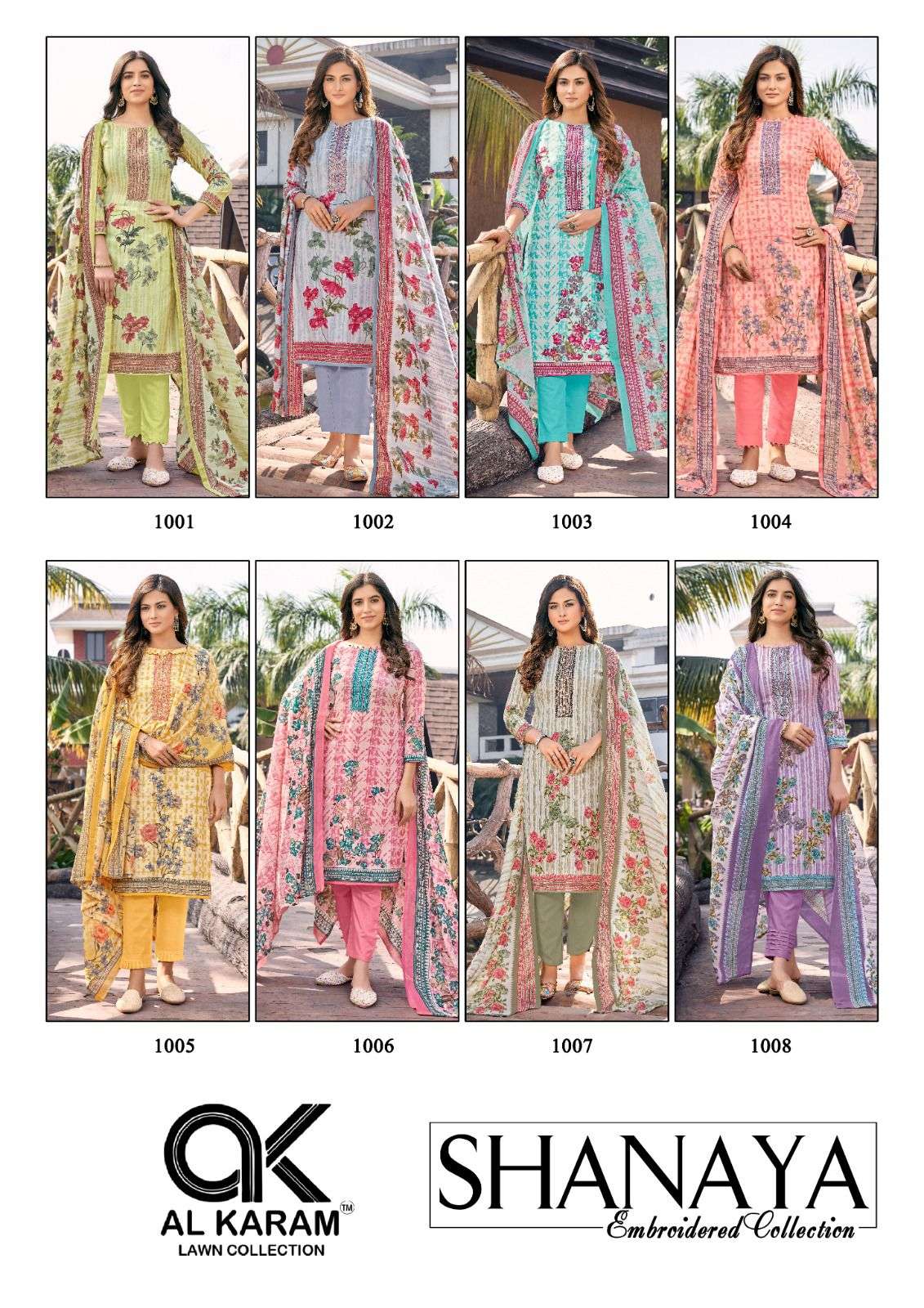 Al karam Shanaya Vol 1 Semi Lawn Cotton With Self Embroidery Work On Wholesale
