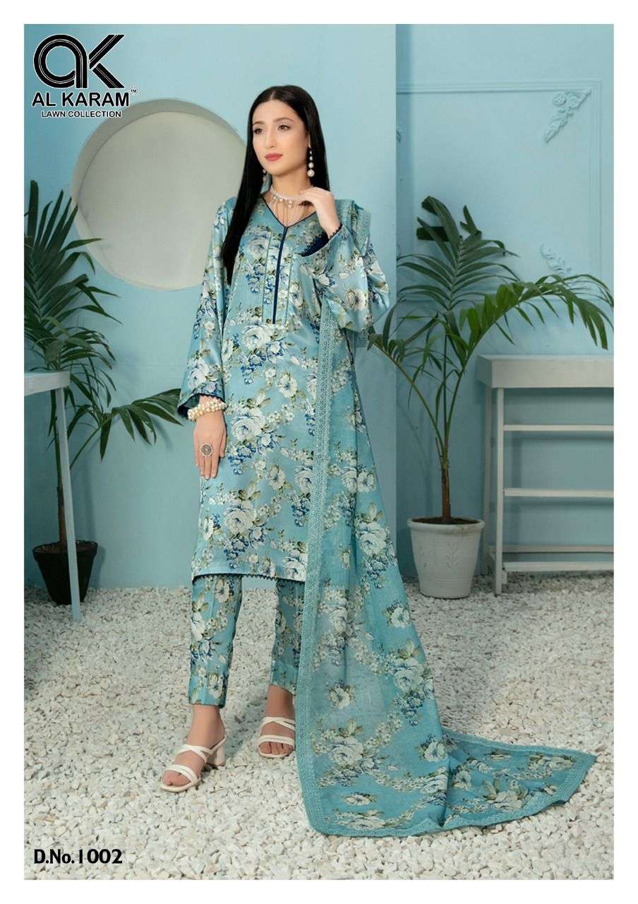 Al Karam Tehreem Pure Cambric Digital Printed Karachi Suits On Wholesale