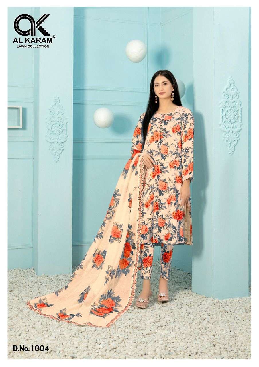 Al Karam Tehreem Pure Cambric Digital Printed Karachi Suits On Wholesale