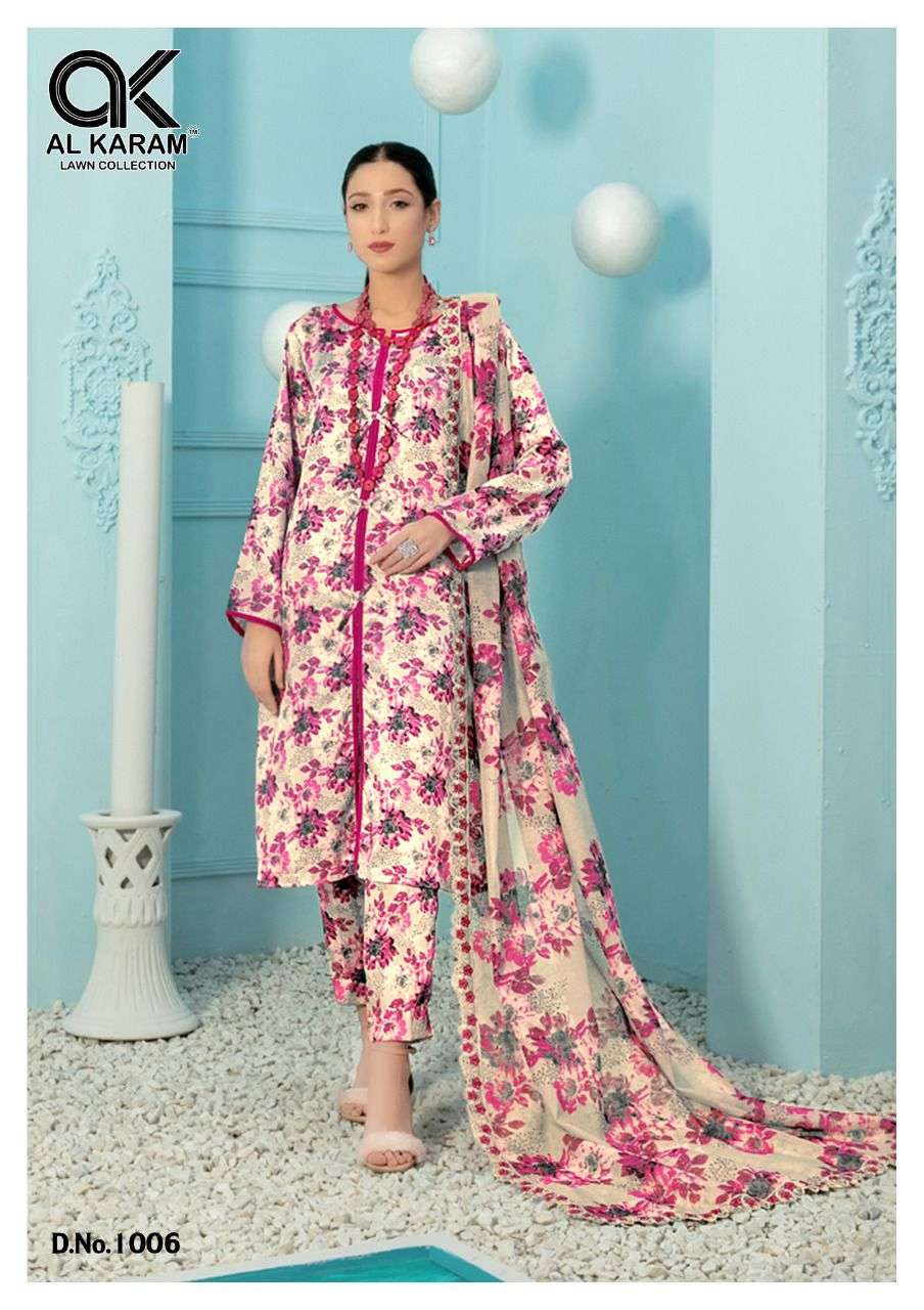 Al Karam Tehreem Pure Cambric Digital Printed Karachi Suits On Wholesale
