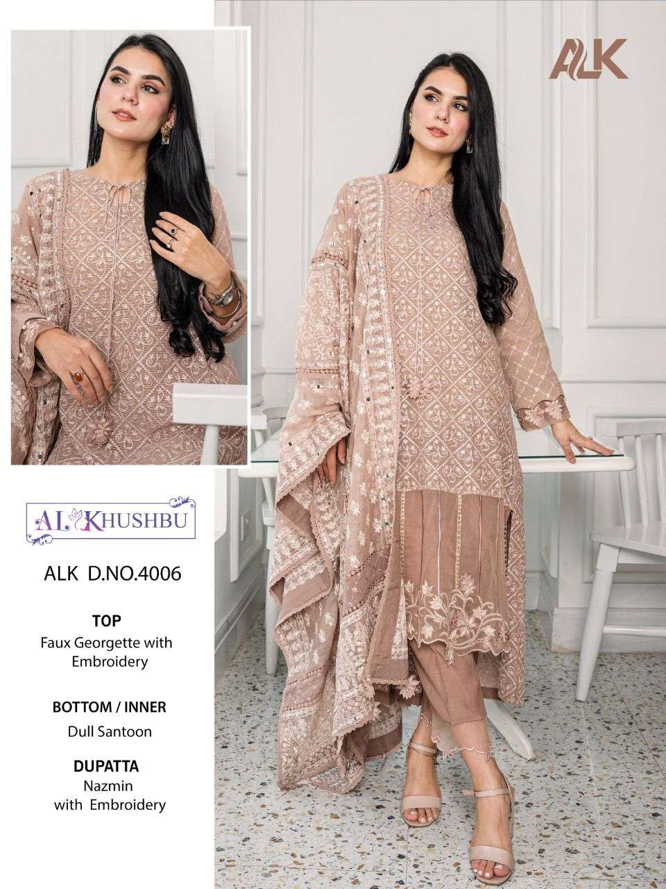 Al Khushbu Mistry Vol 6 Pakistani Georgette With Heavy Embroidery Salwar Suit On Wholesale