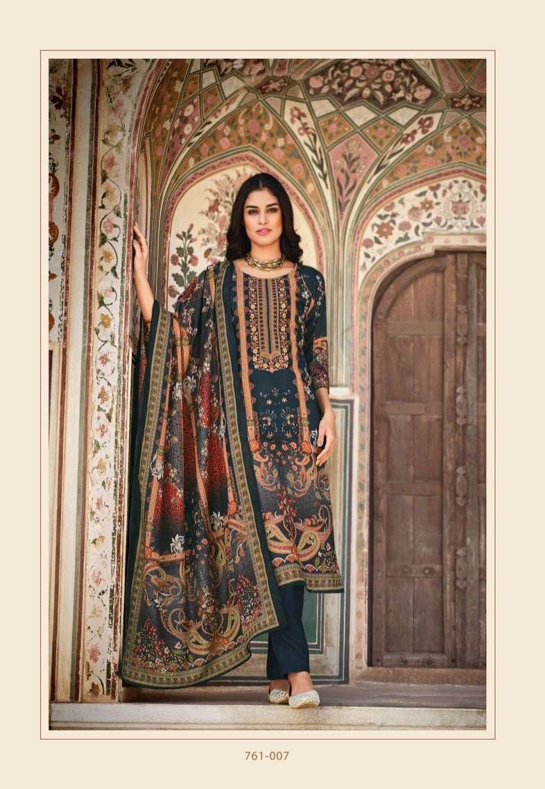 Alok Belliza Ziana Pure Cotton Digital Print With Self heavy Embroidery Work On Wholesale