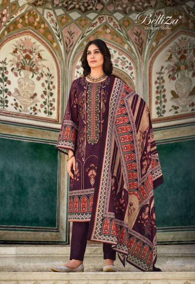 Alok Belliza Ziana Pure Cotton Digital Print With Self heavy Embroidery Work On Wholesale