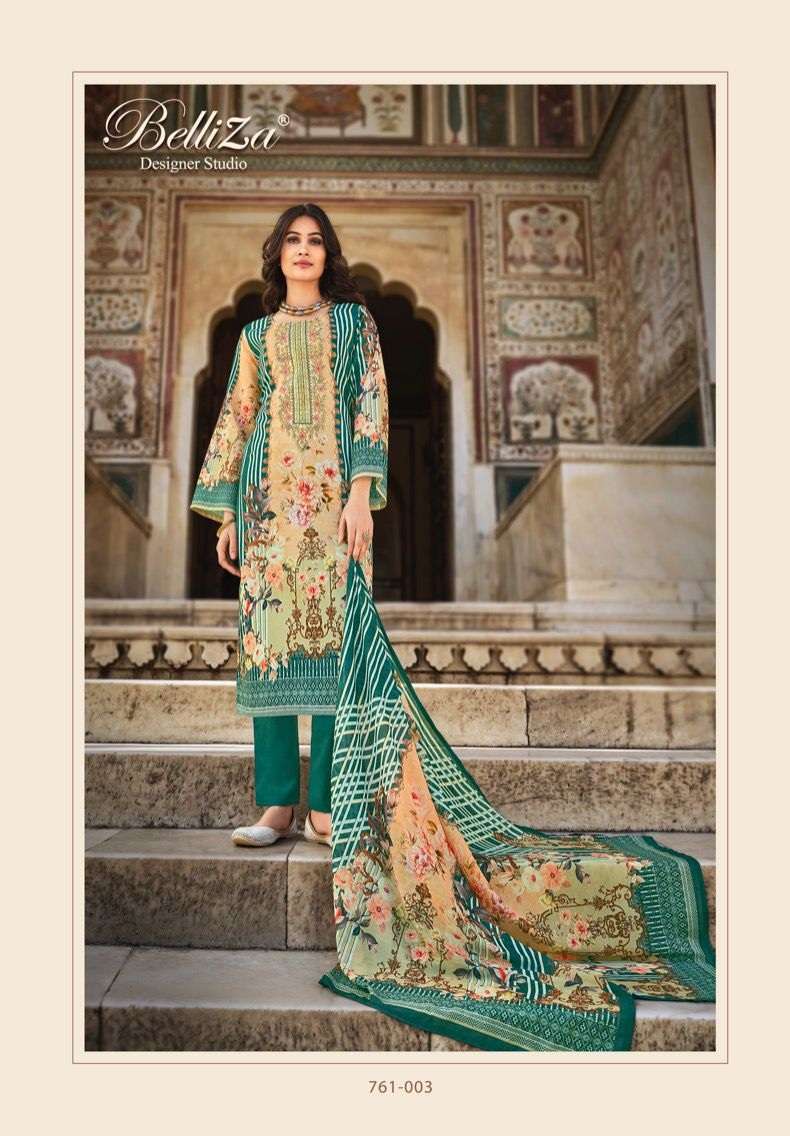 Alok Belliza Ziana Pure Cotton Digital Print With Self heavy Embroidery Work On Wholesale