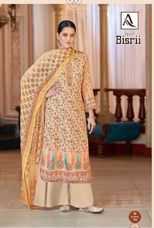 Alok Suits Bisrii Pure Zam Cotton Digital Print With Swarovski Diamond On Wholesale
