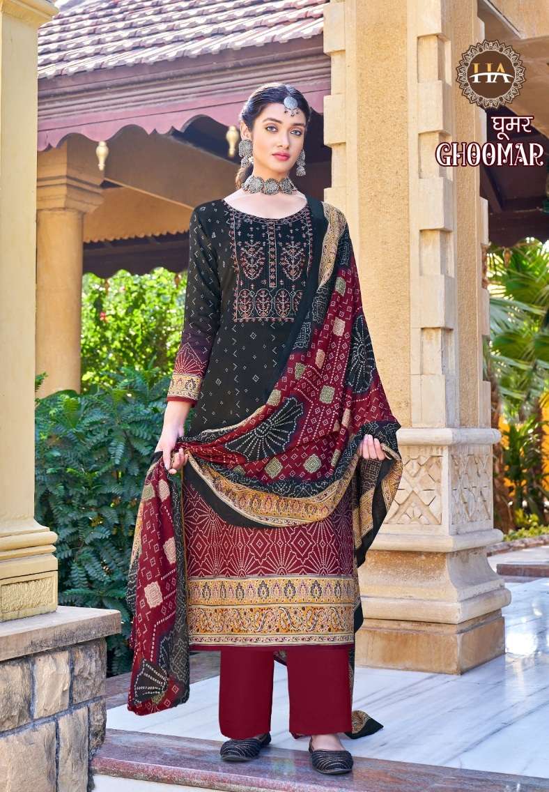 Alok Suits Ghoomer 3 Harshit Pure Zam Cotton Designer Print With Embroidery On Wholesale