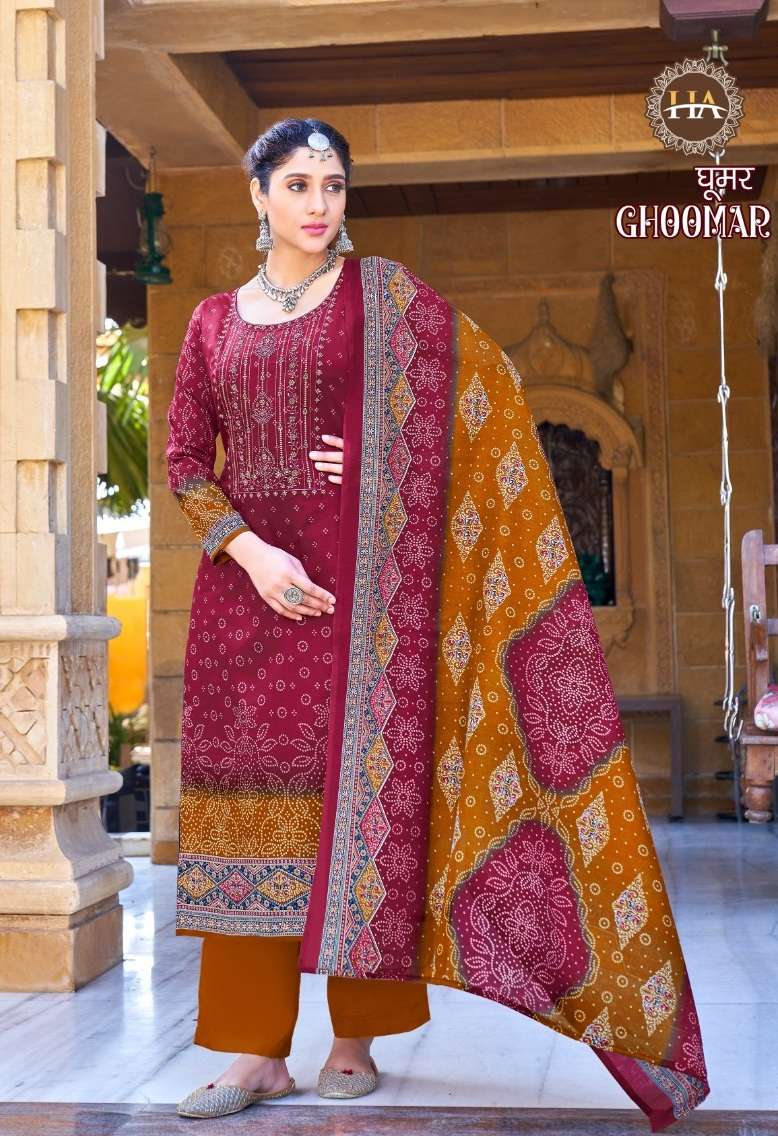 Alok Suits Ghoomer 3 Harshit Pure Zam Cotton Designer Print With Embroidery On Wholesale