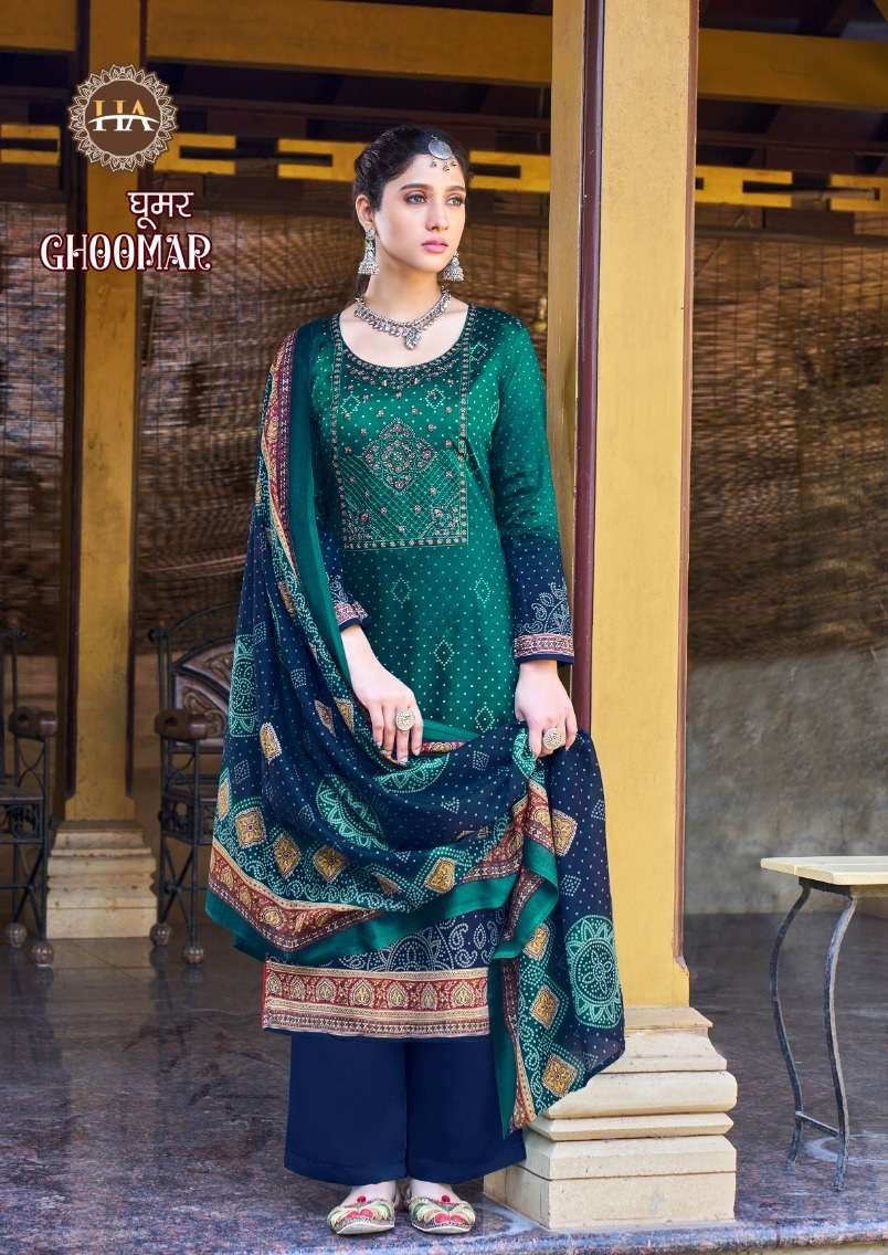 Alok Suits Ghoomer 3 Harshit Pure Zam Cotton Designer Print With Embroidery On Wholesale