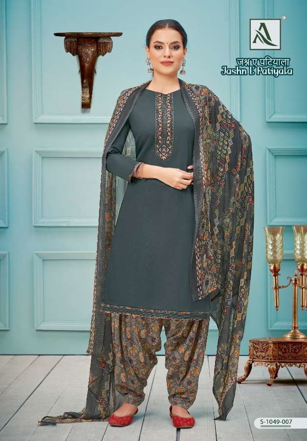 Alok Suits Jashn E Patiyala Pure Zam Dyed with Stitched Embroidery On Wholesale