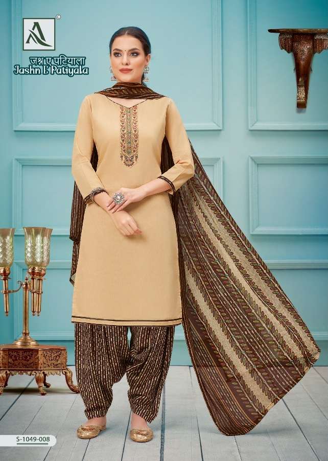 Alok Suits Jashn E Patiyala Pure Zam Dyed with Stitched Embroidery On Wholesale
