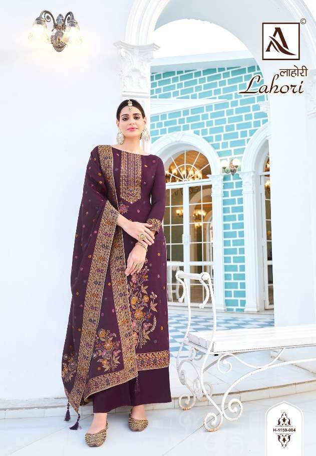 Alok Suits Lahori Pure Viscose Dola Jacquard With Exclusive Hand Work On Wholesale