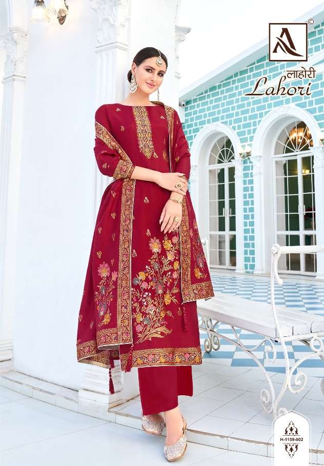 Alok Suits Lahori Pure Viscose Dola Jacquard With Exclusive Hand Work On Wholesale