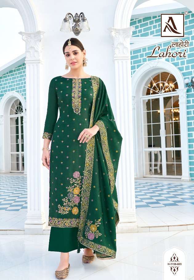 Alok Suits Lahori Pure Viscose Dola Jacquard With Exclusive Hand Work On Wholesale