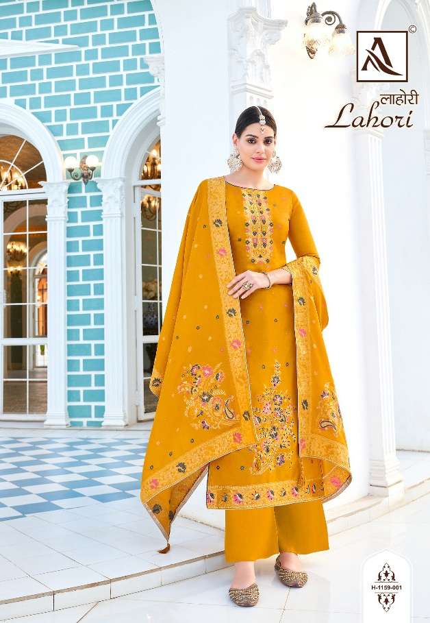 Alok Suits Lahori Pure Viscose Dola Jacquard With Exclusive Hand Work On Wholesale