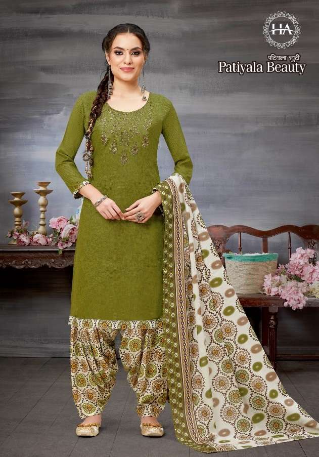 Alok suits Patiyala Beauty Pure Cotton Self Print with Embroidery Work On Wholesale
