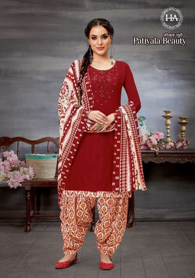 Alok suits Patiyala Beauty Pure Cotton Self Print with Embroidery Work On Wholesale