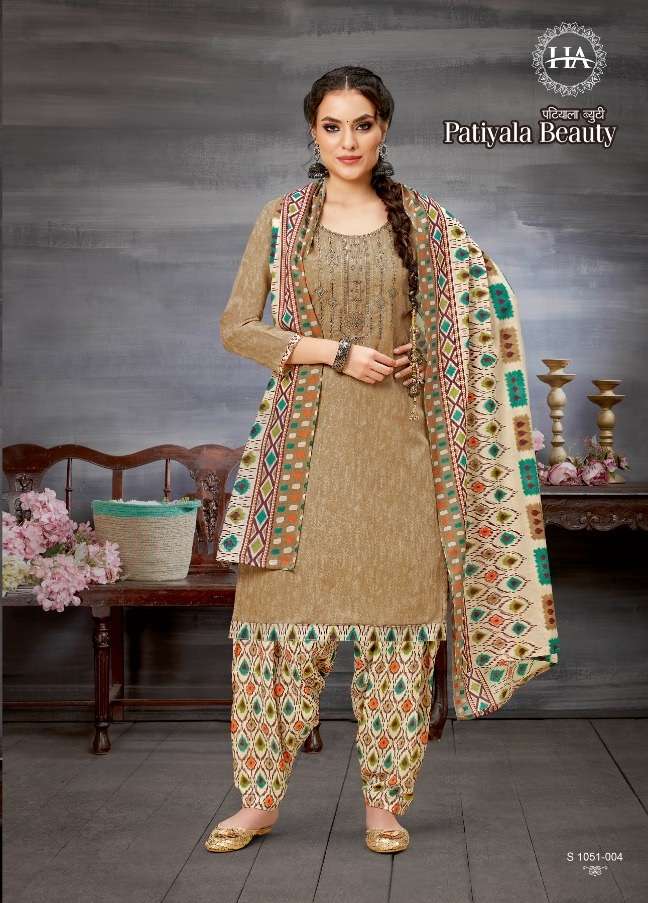 Alok suits Patiyala Beauty Pure Cotton Self Print with Embroidery Work On Wholesale