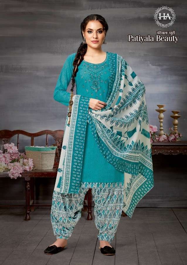 Alok suits Patiyala Beauty Pure Cotton Self Print with Embroidery Work On Wholesale