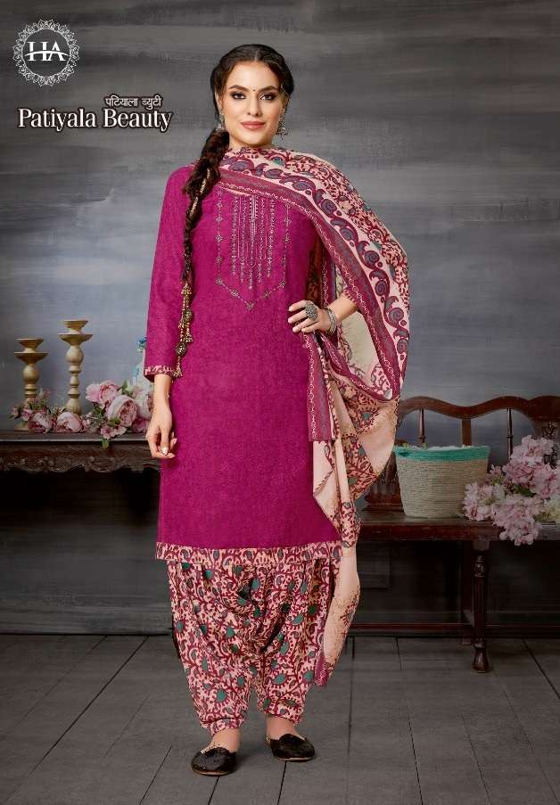 Alok suits Patiyala Beauty Pure Cotton Self Print with Embroidery Work On Wholesale