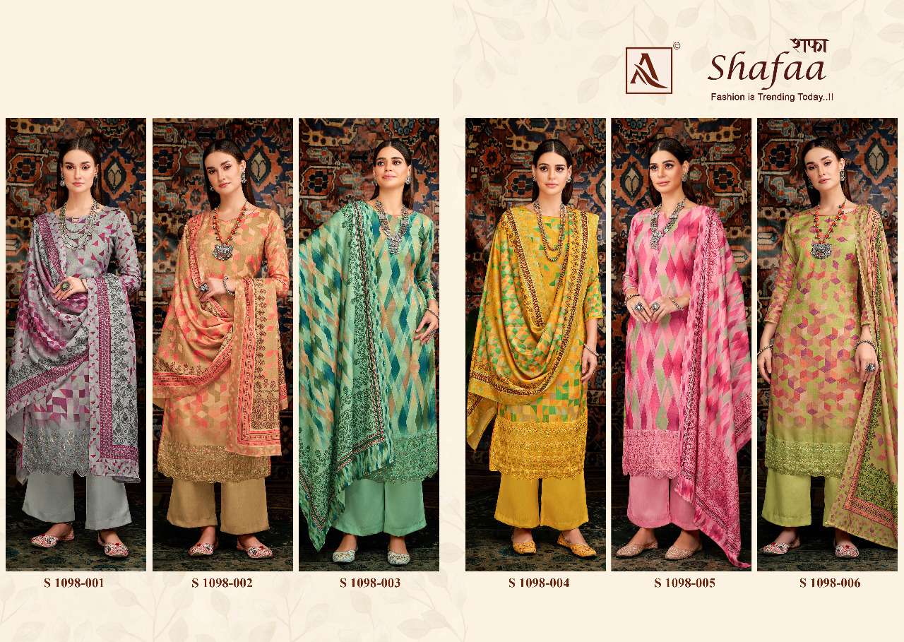 Alok Suits Shafaa Pure Zam Digital Cotton With Daman Embroidery Boaring Work On Wholesale