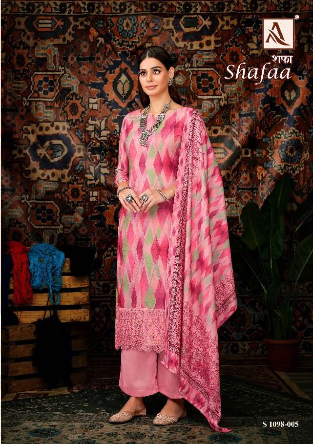 Alok Suits Shafaa Pure Zam Digital Cotton With Daman Embroidery Boaring Work On Wholesale