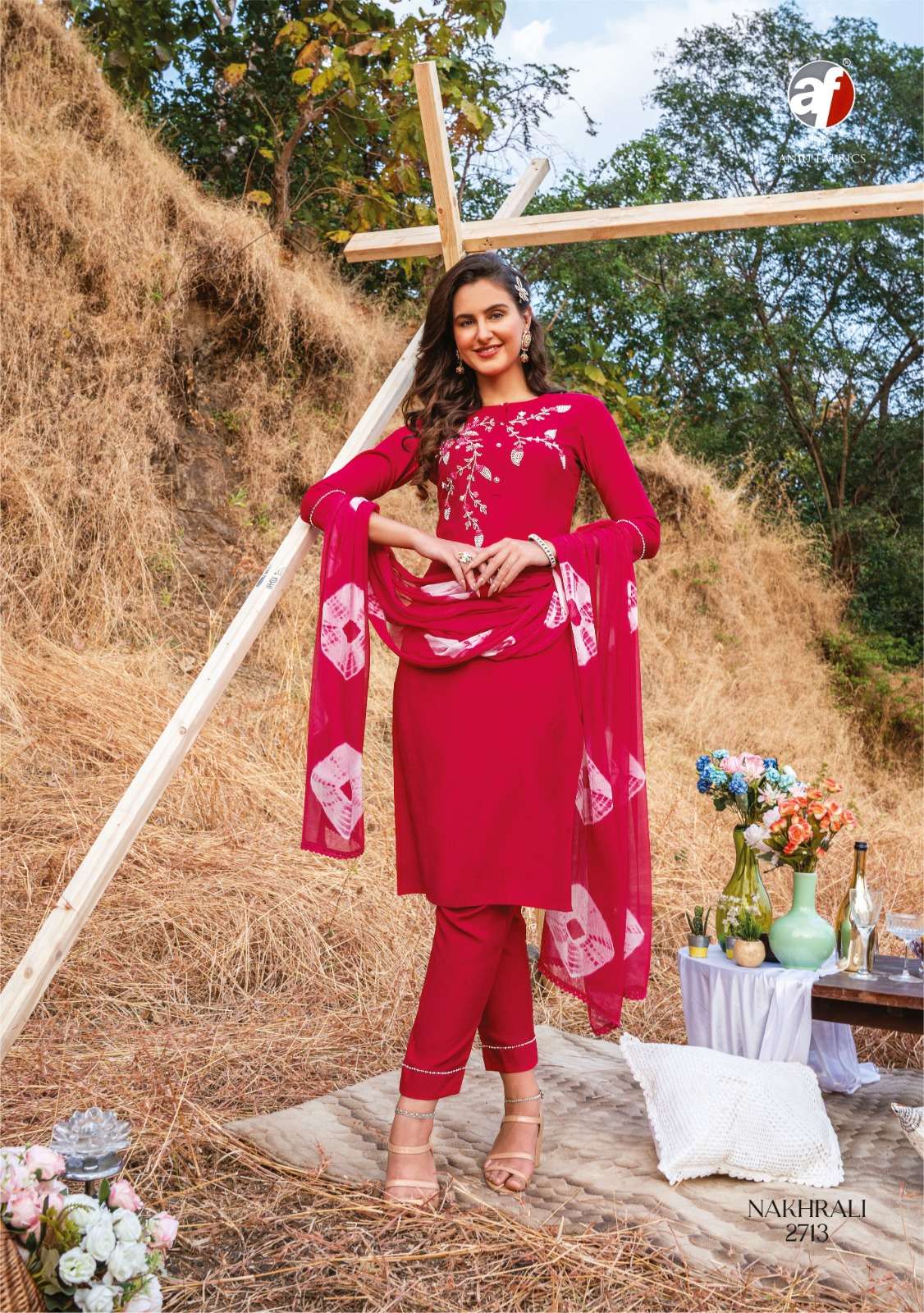 Anju Fab Nakhrali Vol-4 Kurti Pant With Dupatta On Wholesale